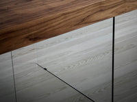 Tavolo da pranzo rettangolare noce e vetro temperato