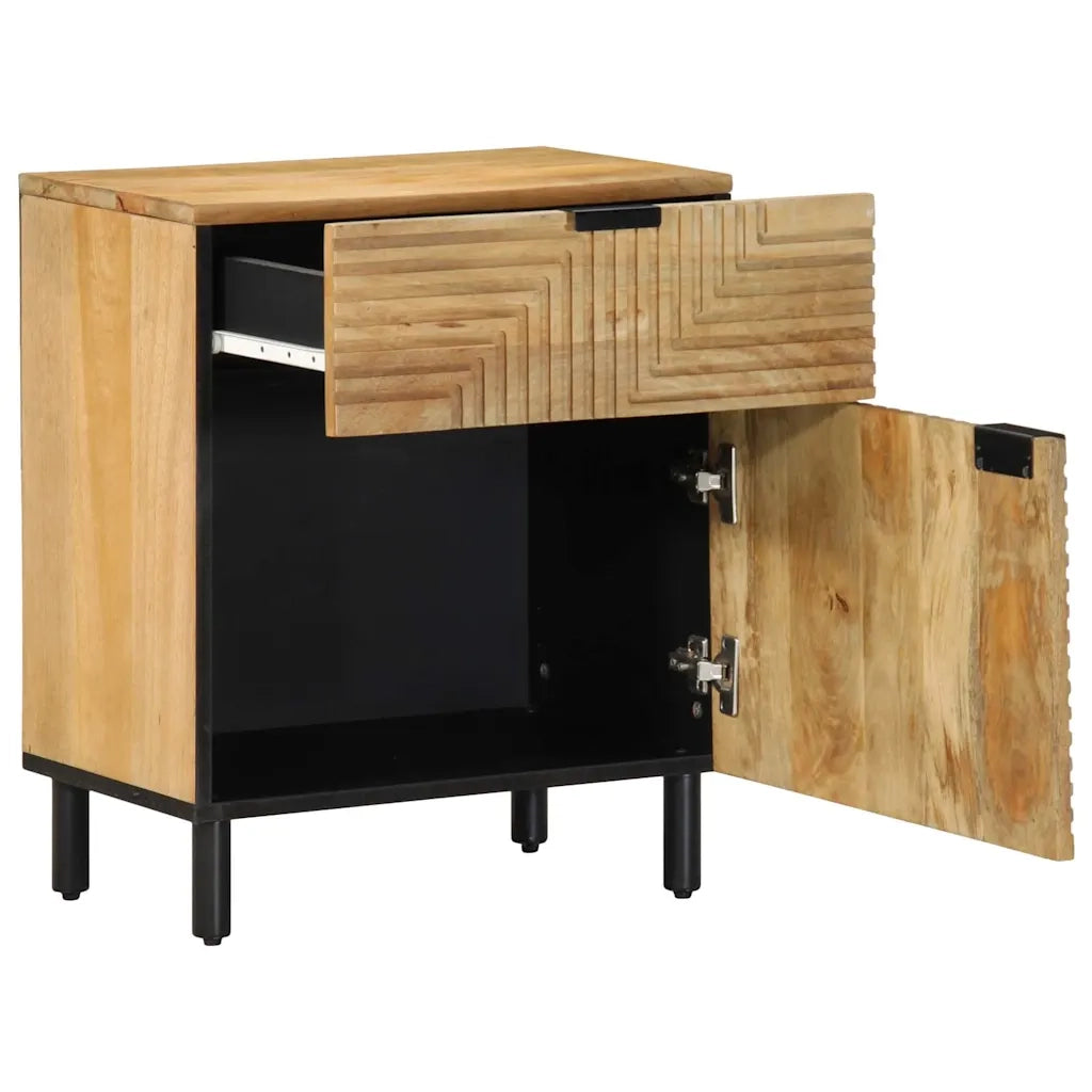Comodino Marrone 50x33x60 cm in Legno Massello di Mango 4017728