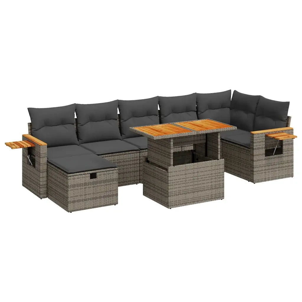 Set Divano da Giardino 5 pz con Cuscini Grigio in Polyrattan 3328145