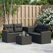 Set di divani 6 pz Nero Rattan sintetico e Acciaio 3447607