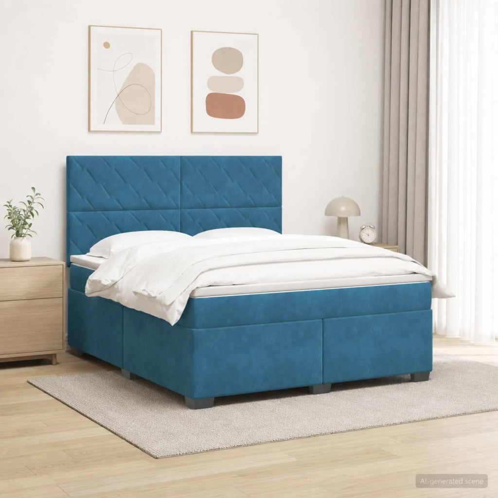 Letto box spring con materasso Blu 140 x 200 cm Velluto 3455130