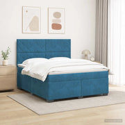 Letto box spring con materasso Blu 140 x 200 cm Velluto 3455130