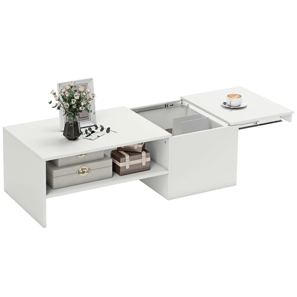Tavolino da Caff¨¨ in Legno con Piano Scorrevole ¨C Zephmum ¨C Bianco 110x52x36 cm