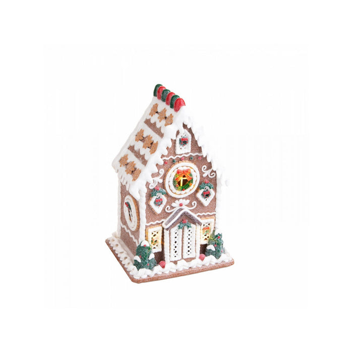 Casa Natalizia di Biscotto Dolce Illuminata con Led 18 cm