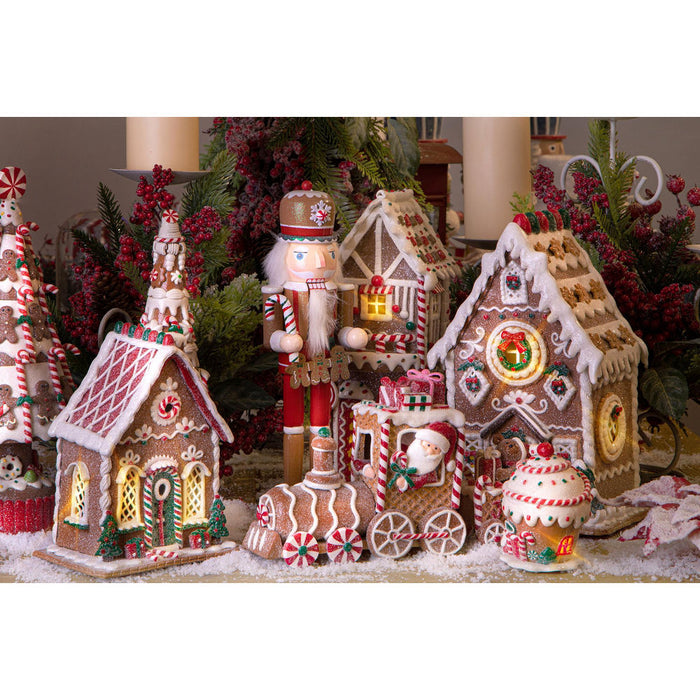 Casa Natalizia di Biscotto Dolce Illuminata con Led 18 cm