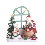 Decorazione di Babbo Natale con Bimba e Daino Luminosa a Led 27 cm