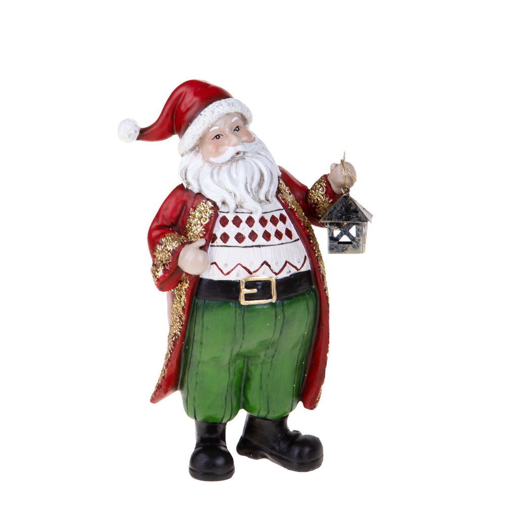 Babbo Natale con Lanterna in Ceramica Decorazione Natalizia 24 cm