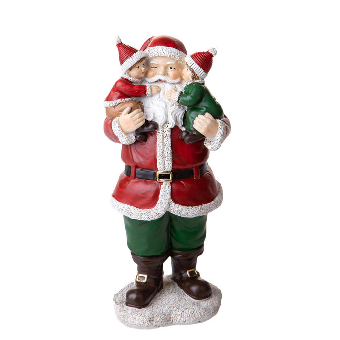 Babbo Natale con Bambini in Braccio Decorazione Natalizia 21 cm
