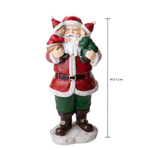 Babbo Natale con Bambini in Braccio Decorazione Natalizia 21 cm