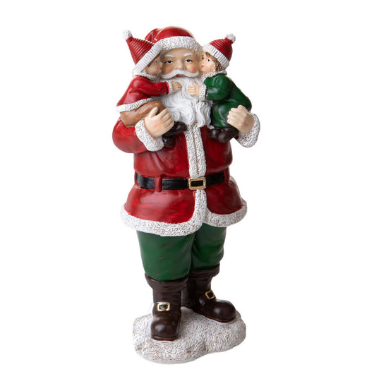 Babbo Natale con Bambini in Braccio Decorazione Natalizia 21 cm
