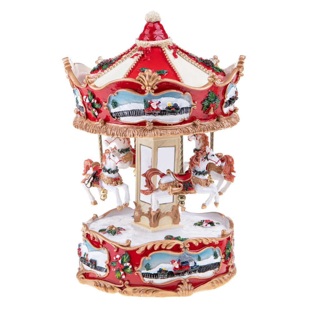 Carillon Giostra di Natale in Movimento 24 Cm Decorazione Natalizia