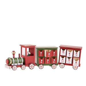 Calendario dell'Avvento a forma di Treno in Legno 49 cm