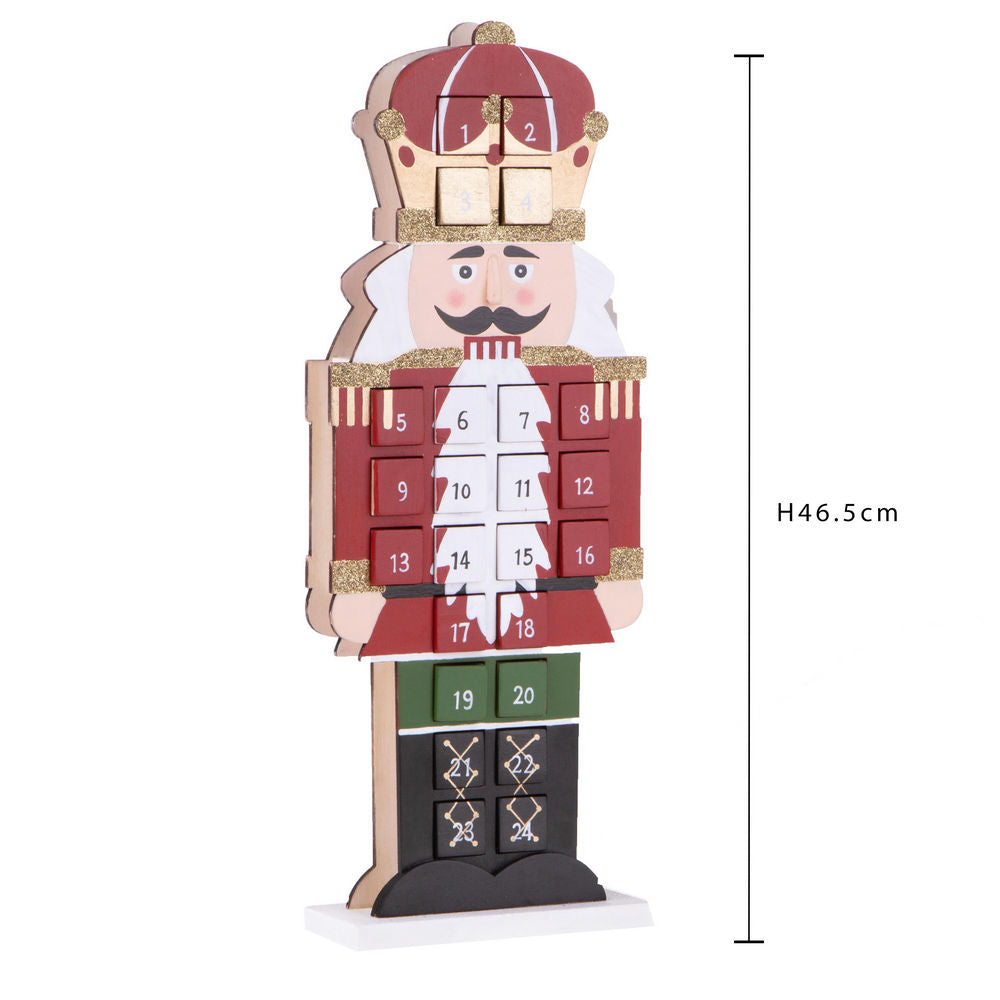 Calendario dell'Avvento con Schiaccianoci in Legno 46 cm