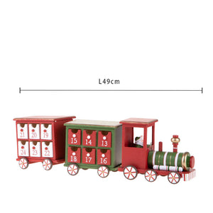 Calendario dell'Avvento a forma di Treno in Legno 49 cm