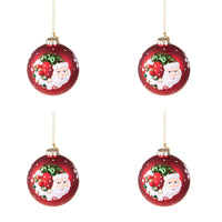 Palline con Babbo Natale e Fiocco di Neve Rosse Formato: 100 mm