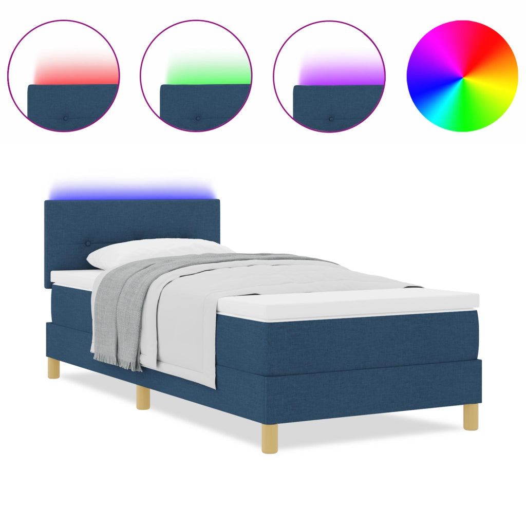 Letto a Molle con Materasso & LED Blu 90x190 cm Tessuto