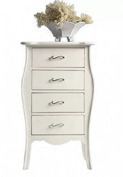 Cassettiera 4 cassetti in legno arte povera laccato bianco opaco l.62 x p.42 h.105 (3034) - Mobili 2G