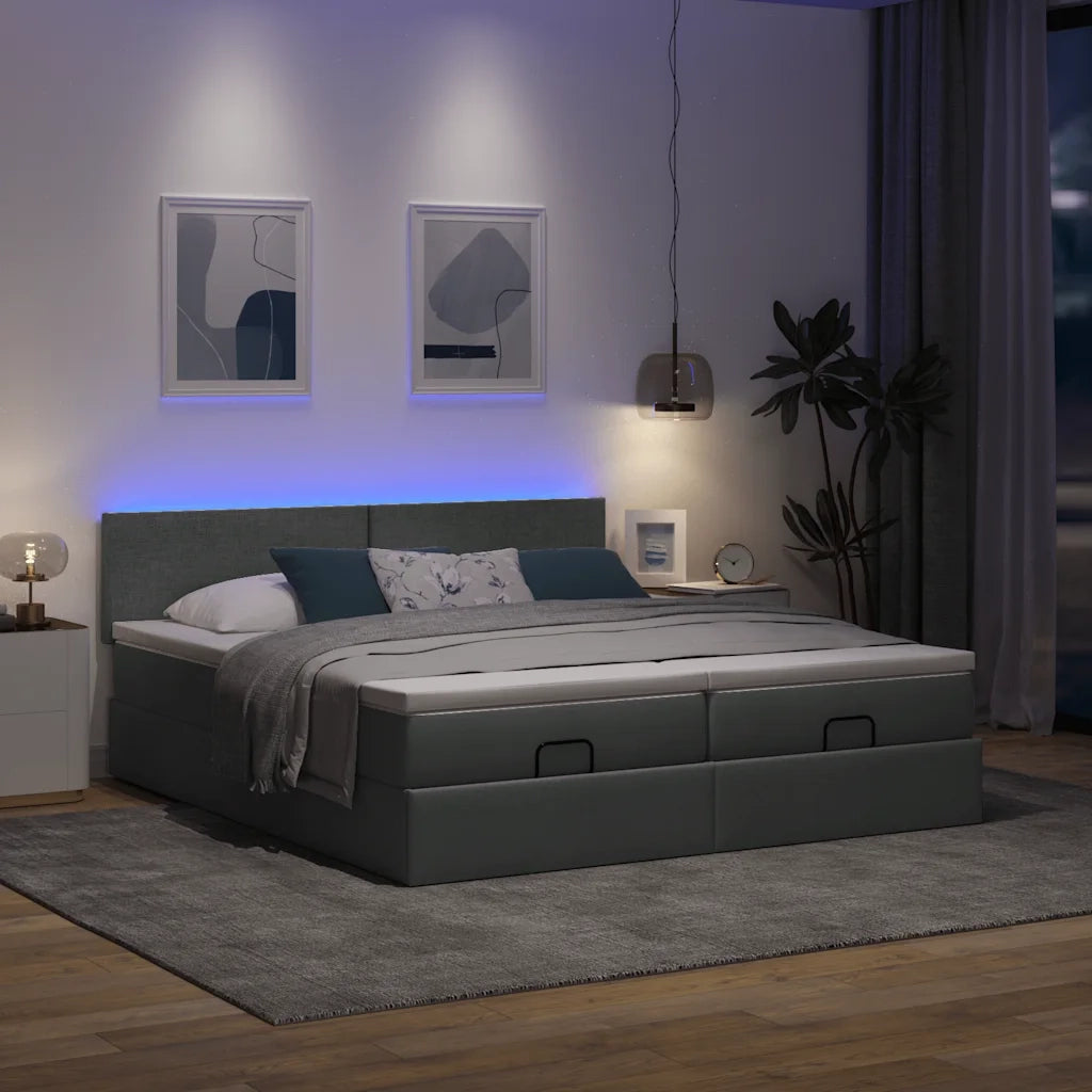 vidaXL Struttura Letto Pouf con Materassi 180x200 cm in Tessuto