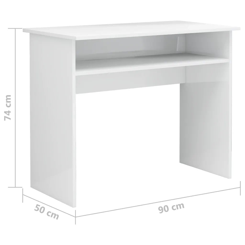 Scrivania-Scrivanie per ufficio e studio-Scrittoio Bianco Lucido 90x50x74 cm in Legno Multistrato