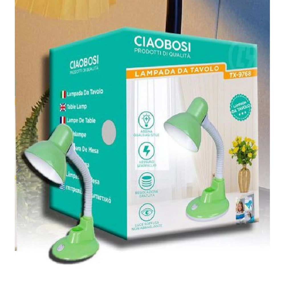 Trade Shop - Lampada Tavolo Scrivania Flessibile Regolabile In Qualsiasi Angolazione Tx-9768 -