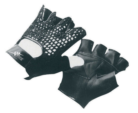 Guanti in rete con palmo in pelle per esercizi con pesi