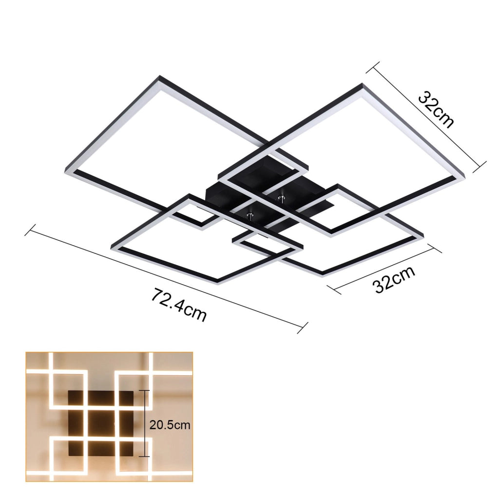 ZMH Lampada da soffitto plafoniera LED moderna 32W 3000K design rettangolare per soggiorno camera letto