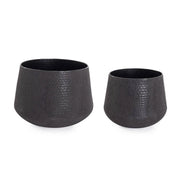 Set di 2 Porta Vaso in Metallo Lavorato Artigianalmente Basso - FRESH