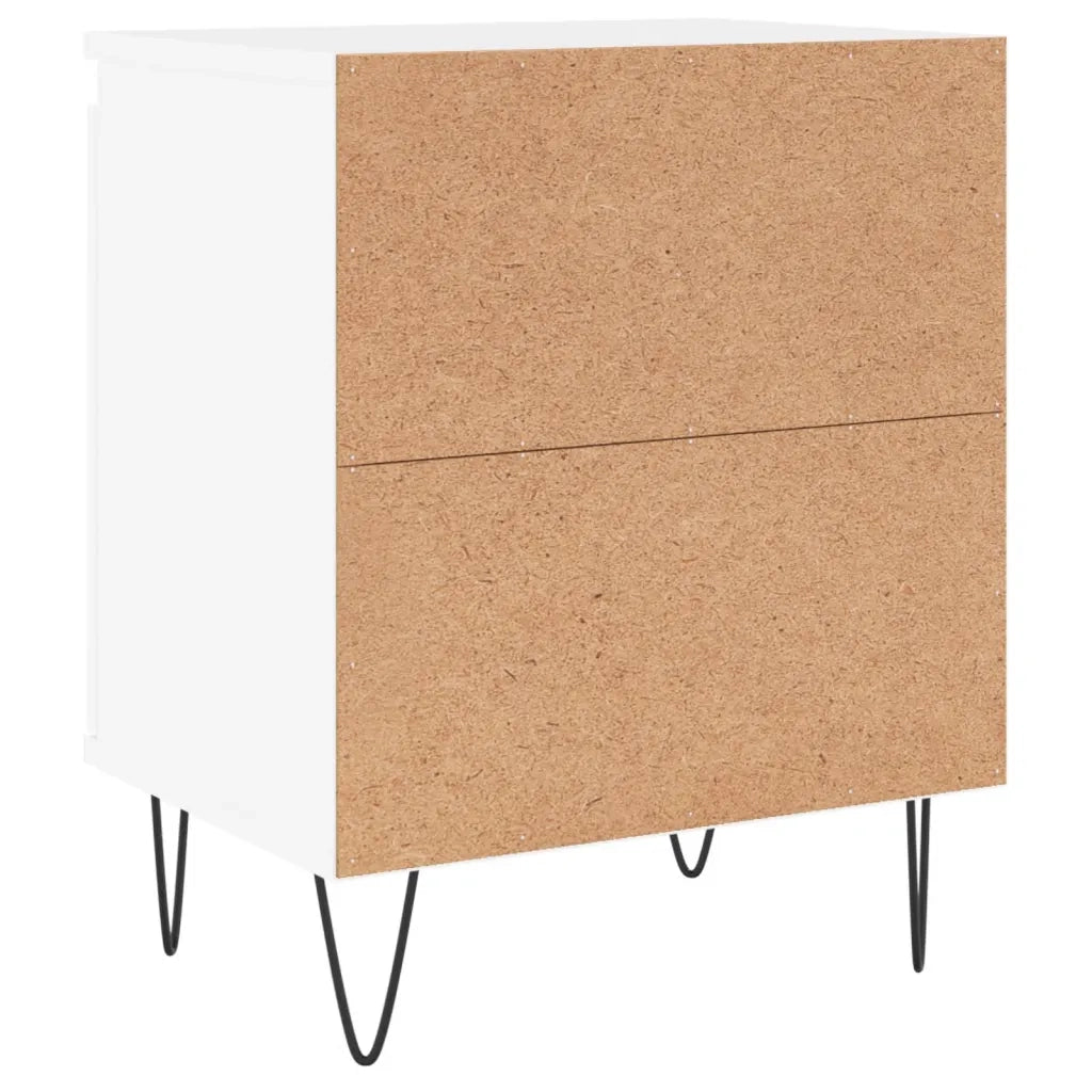 Set di 2 Comodini | Armadio da Notte | Mobiletto da notte Bianchi 40x30x50 cm in Legno Multistrato