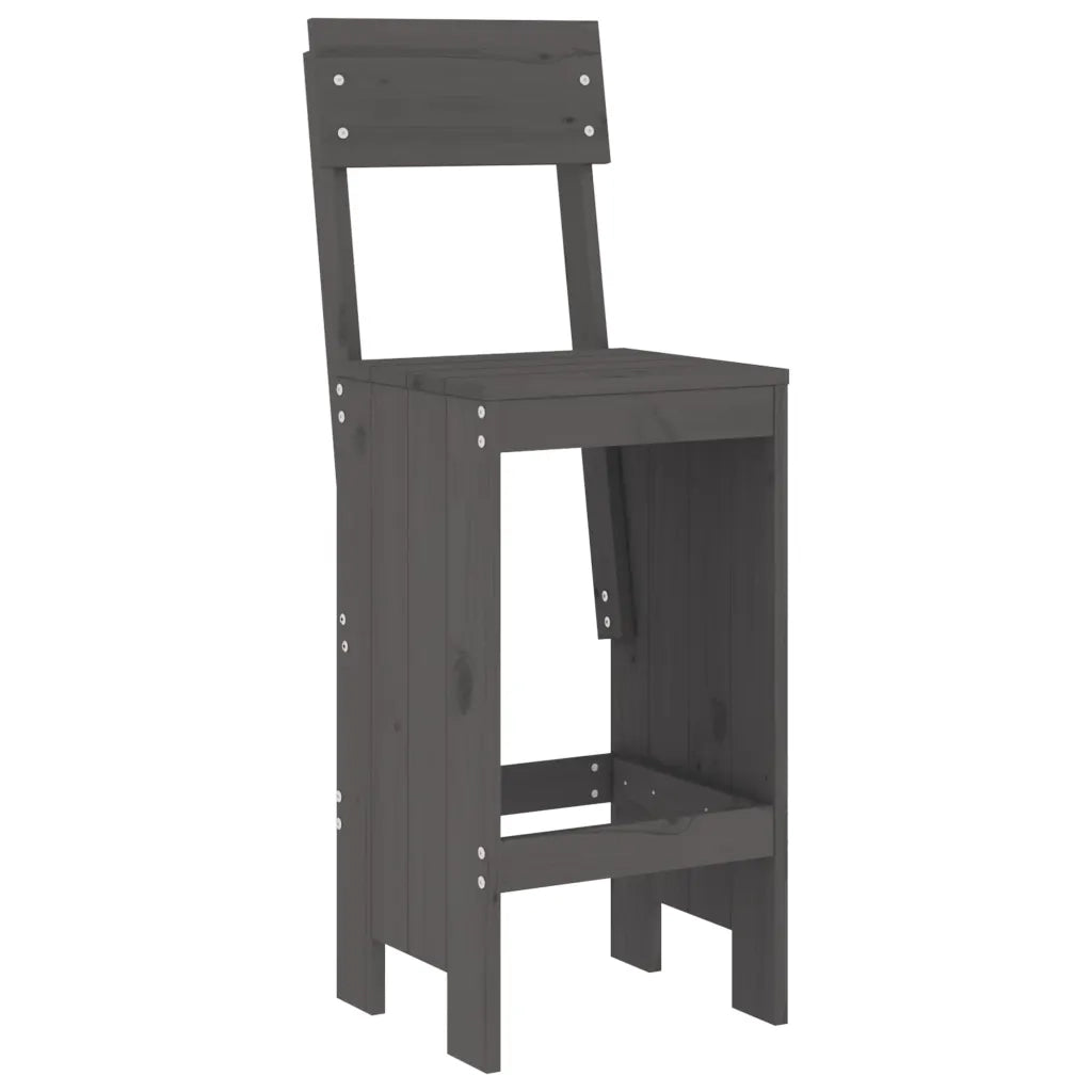 Set Bar da Giardino 7 pz Grigio in Legno Massello di Pino