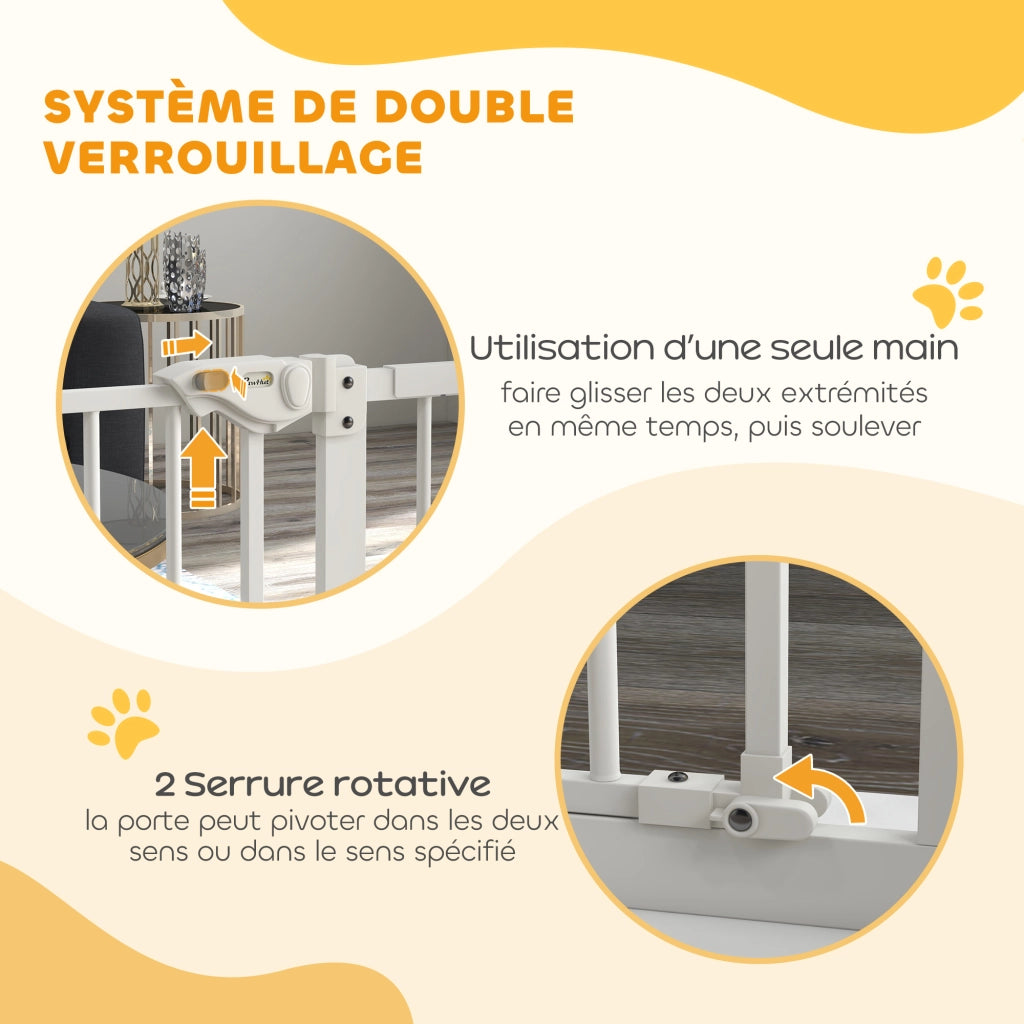 Barriera di sicurezza per animali ¨C zephmum ¨C Bianco, Sistema di doppio blocco, Chiusura automatica, Senza foratura