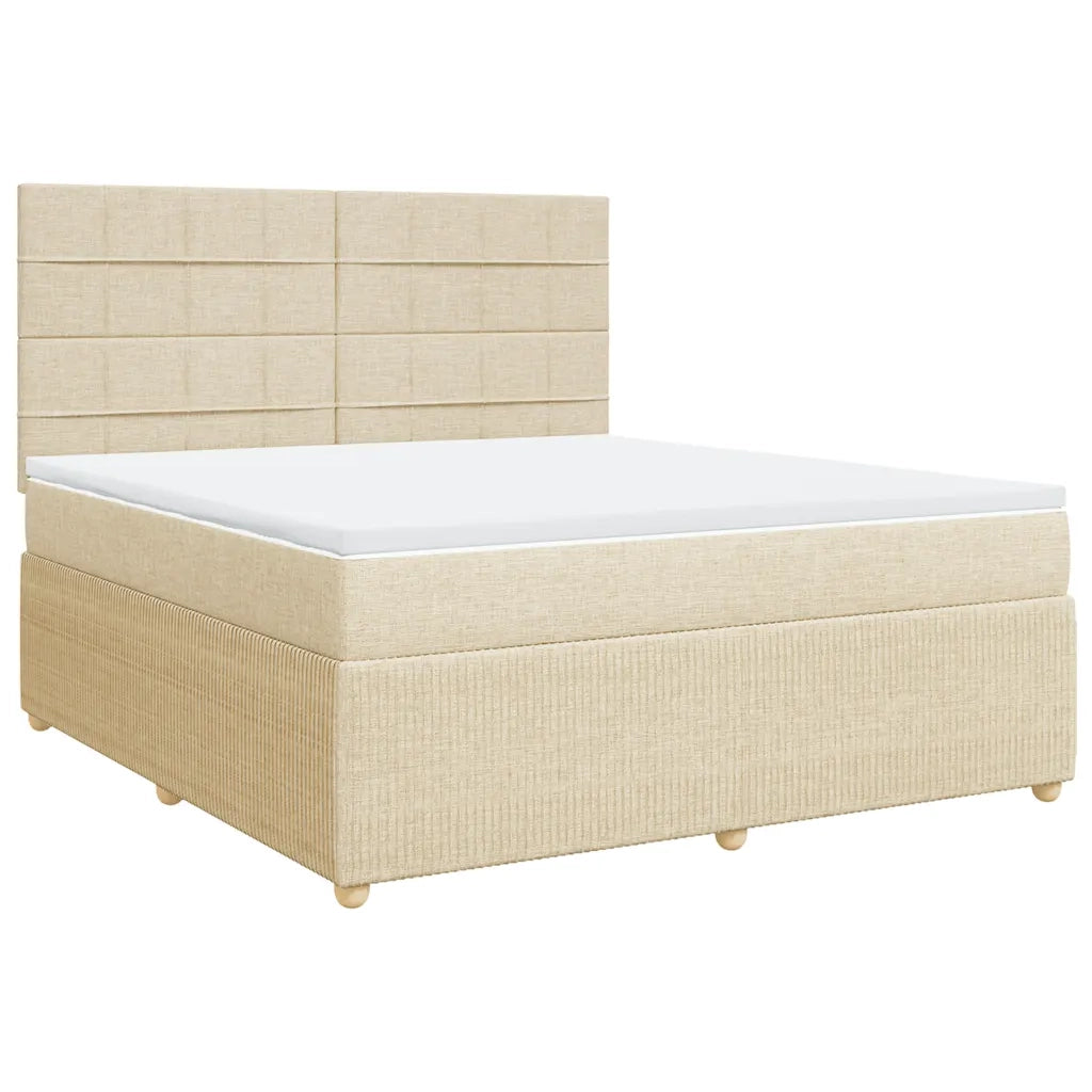 vidaXL Giroletto a Molle con Materasso Crema 180x200 cm in Tessuto