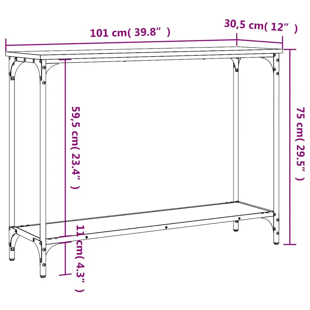 Tavolino Consolle | Tavolo d'Ingresso Nero 101x30,5x75 cm in Legno Multistrato