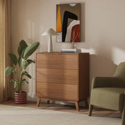 Cassettiera Aastmabospoo Comò a 3 Cassetti 90 x 80 x 40 cm - Effetto Noce [en.casa]