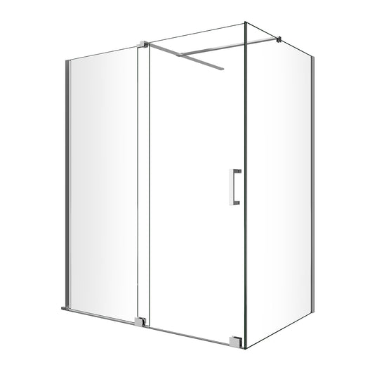 Box Doccia Angolare Con Pannello Fisso Laterale E Porta Frontale Scorrevole Senza Telaio H 200 Cromo Trasparente Cm 100 (98-100) x 130 (126-131)
