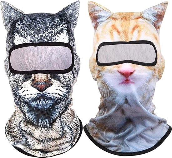 Due maschere per gatti con protezione UV, impermeabili al vento, maschera 3D per gatti nera con orecchie per feste, concerti, festival, sci e attività all'aperto