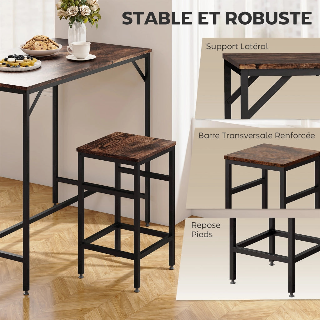 Tavolo da bar + 4 sgabelli ¨C zephmum ¨C Legno, metallo nero