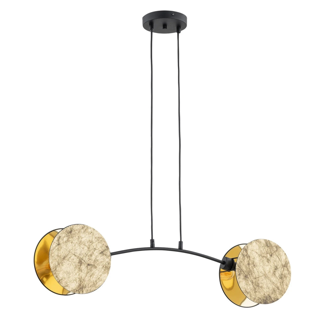 Lampada A Sospensione 2 Luci Moderna Nut In Acciaio Effetto Marmo Bianco