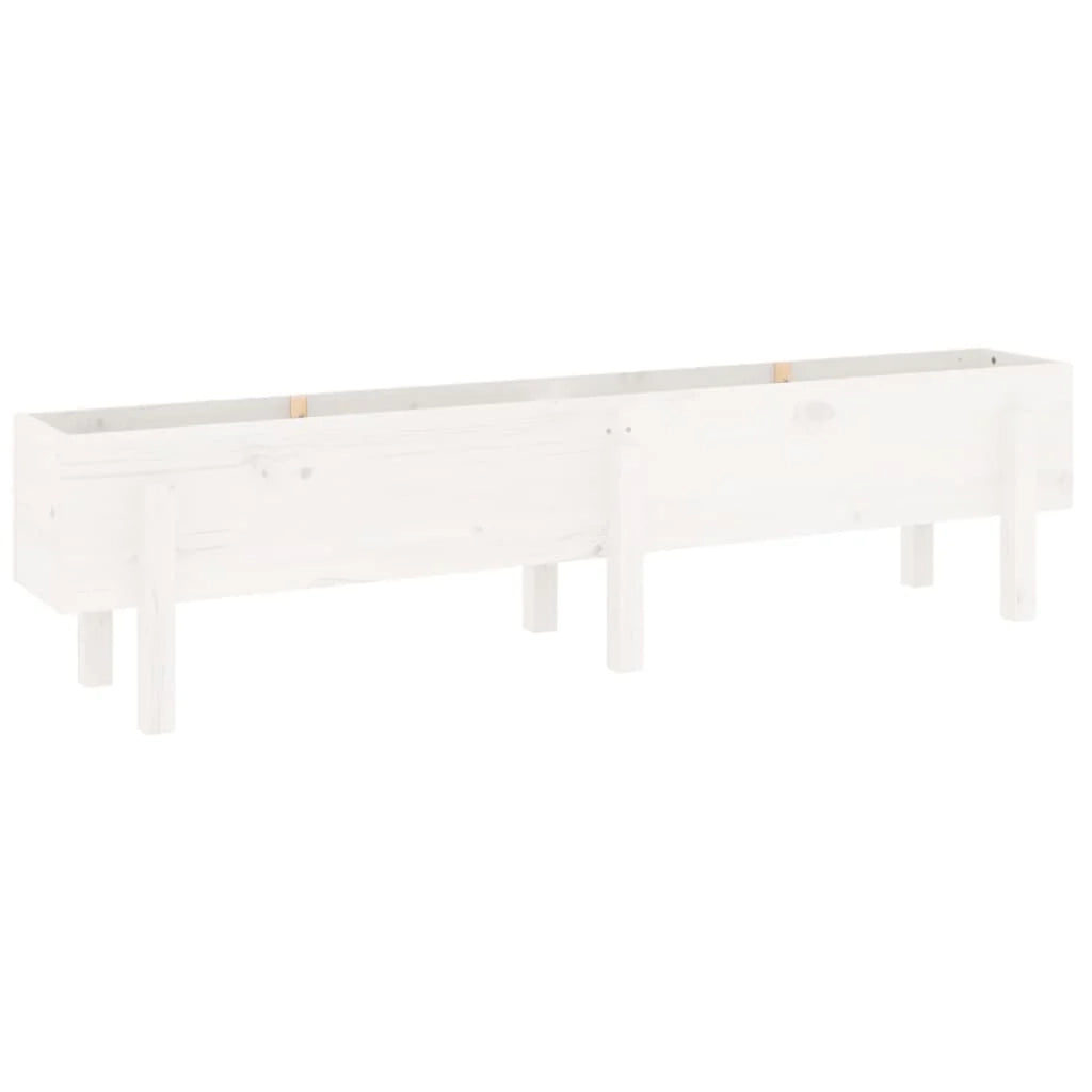 Fioriera rialzata per piante fiori patio giardino 160 x 30 x 38 cm legno di pino massiccio bianco 02_0039368