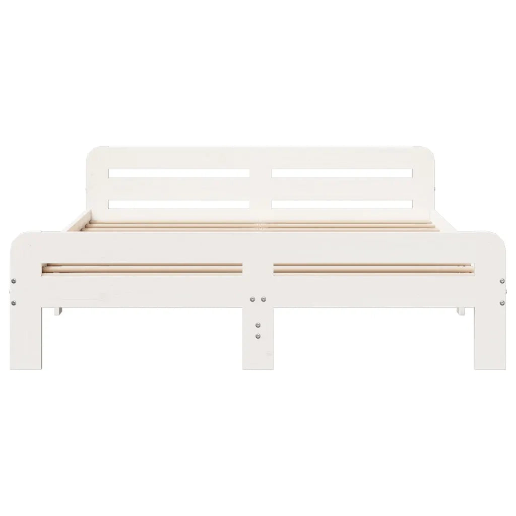 Letto senza Materasso Bianco 140x190 cm Legno Massello di Pino