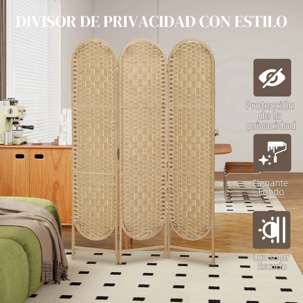 Biombo Pieghevole 3 Ante ¨C Zephmum ¨C Naturale 120x170 cm
