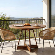 Tavolo da pranzo rotondo ?100 cm in MDF marrone con base centrale