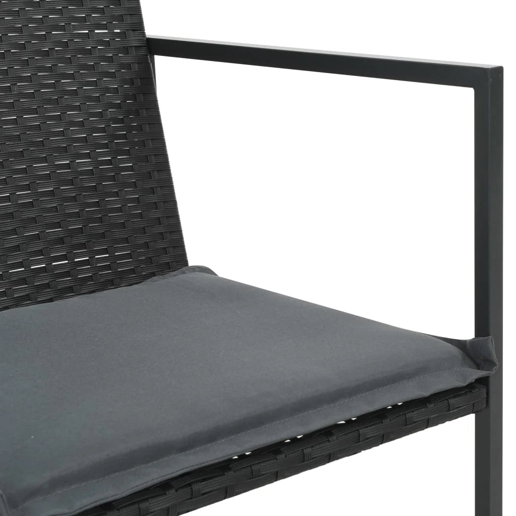 Set da pranzo da giardino 7 pezzi e cuscini in resina intrecciata nera 02_0014820