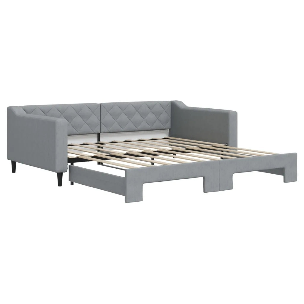 Divano Letto con Letto Estraibile Grigio Chiaro 100x190 Tessuto 3197503