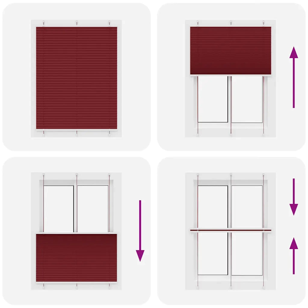 Tenda Plissettata Rosso Bordeaux 105x100 cm Larghezza Tessuto