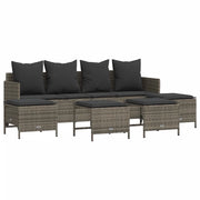 Set Divano da Giardino 5 pz | Set Salotto da Giardino con Cuscini Grigio in Polyrattan