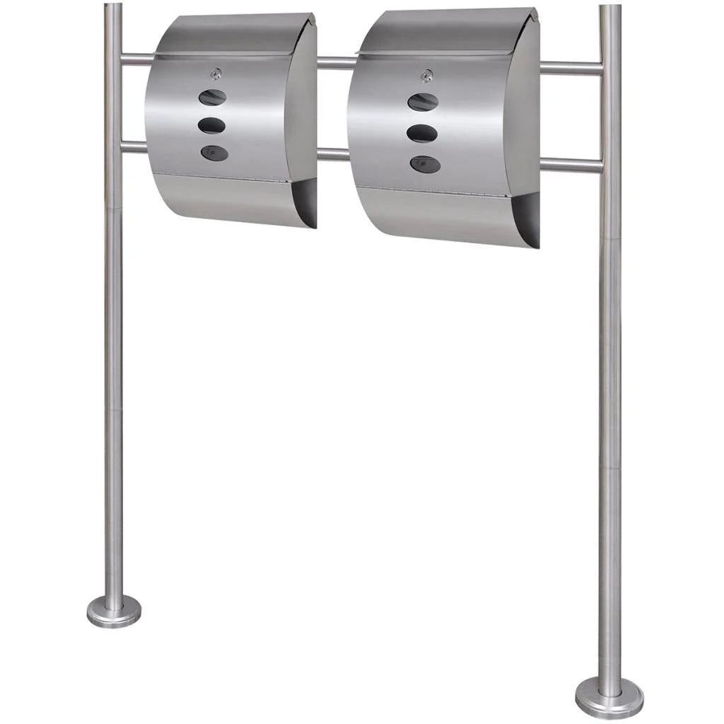 Cassetta postale doppia dal design contemporaneo in acciaio inox su gambe 120 cm 1002007