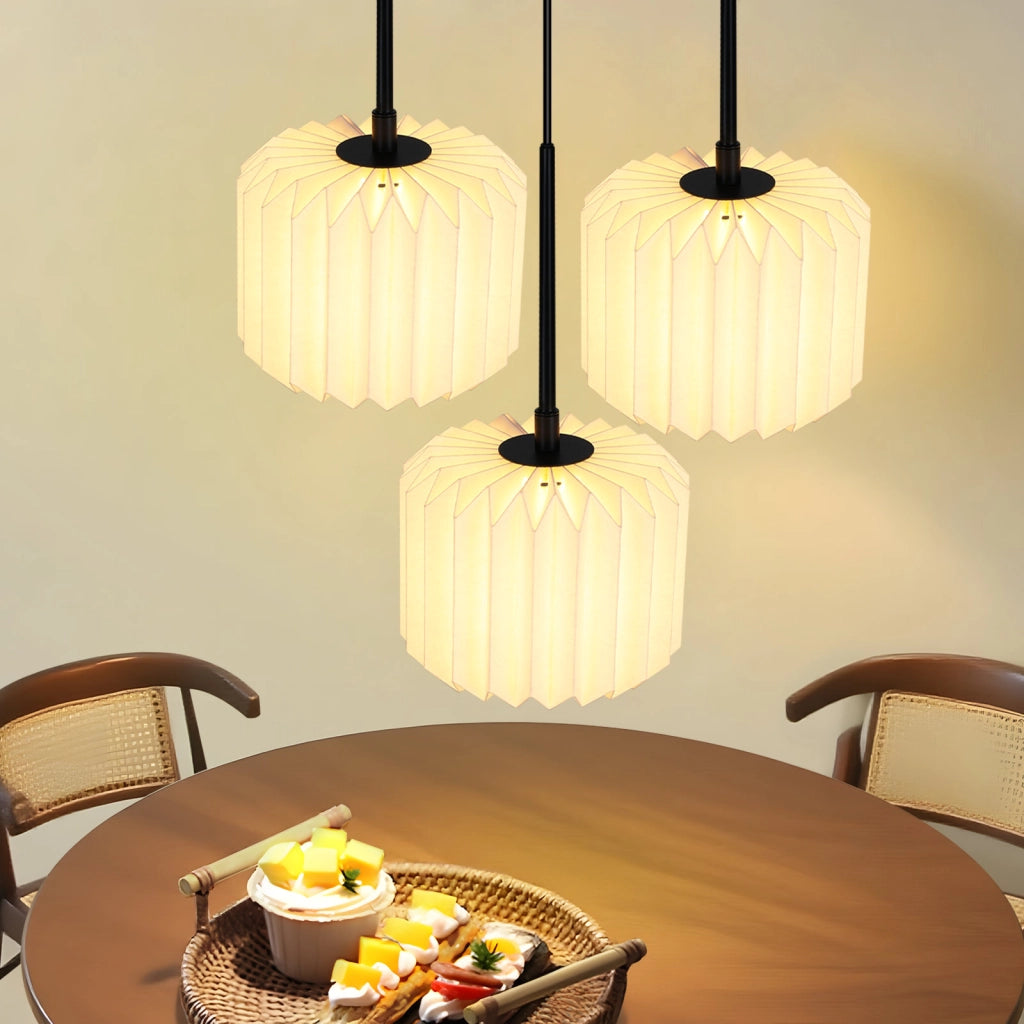 Lampada a Sospensione ZMH vintage a 3 luci ¨C Paralume in carta (senza lampadina)