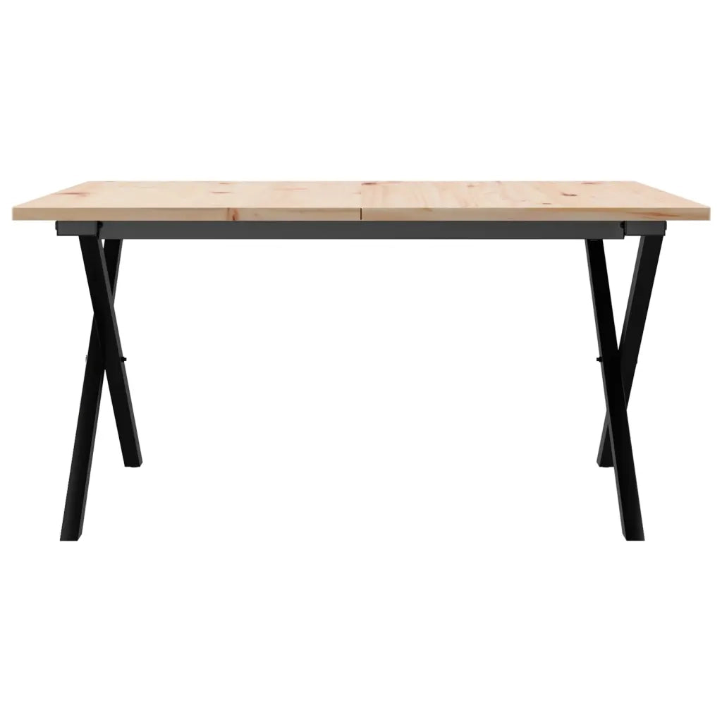 Tavolino da Salotto Telaio a X 80x80x45 cm Legno Pino e Acciaio