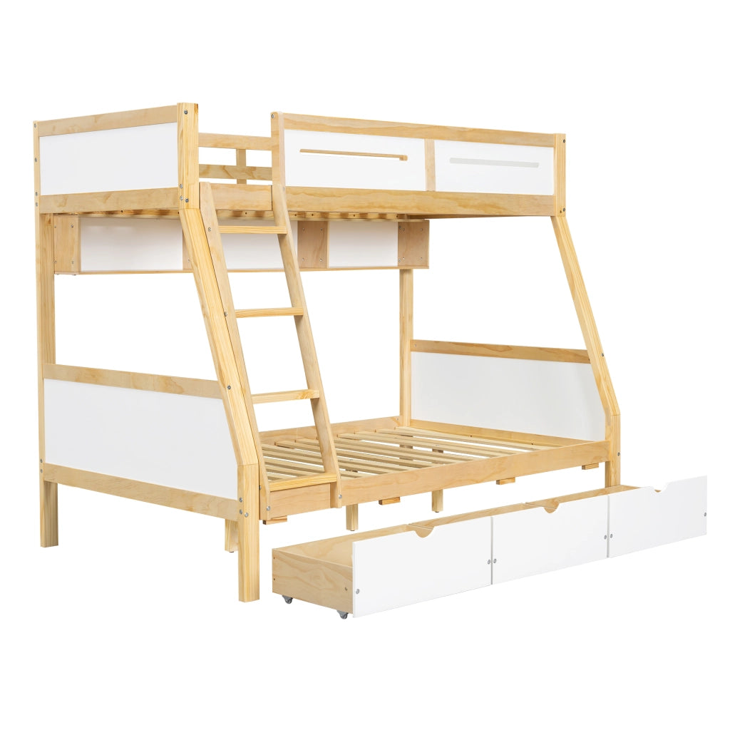 LETTO A CASTELLO PER BAMBINI 90x200/120x200 cm Bianco+Naturale