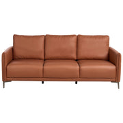 Divano a 3 posti in tessuto marrone dorato con gambe in metallo stile moderno minimalista
